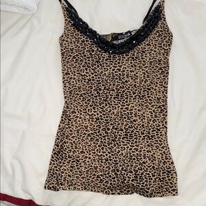 Roberto Cavalli beaded embellished stretchy spaghetti strap tank top S/M